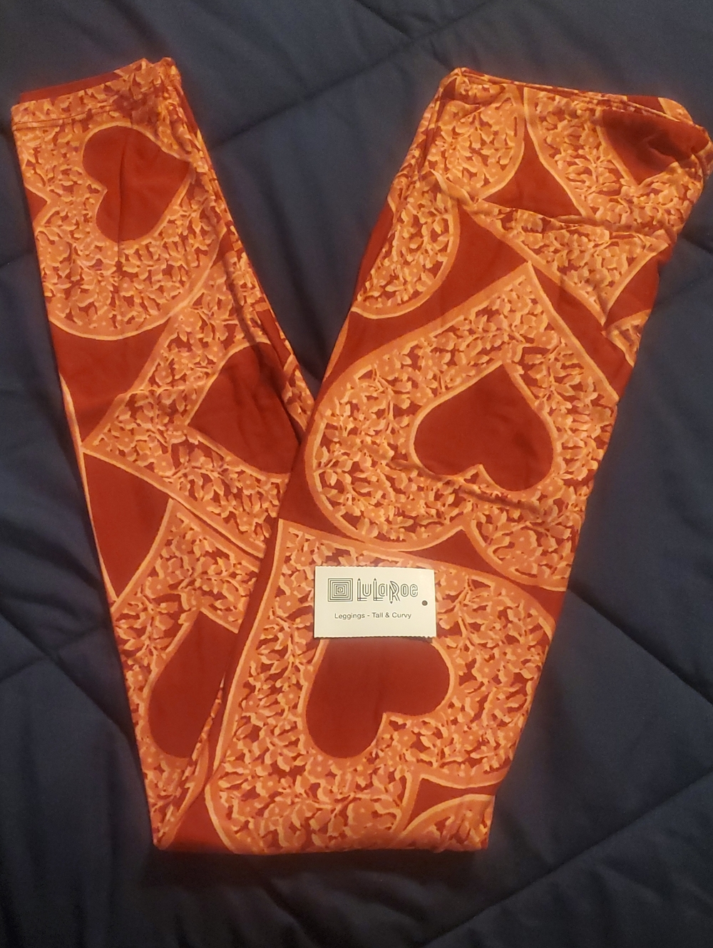 LuLaRoe Women's Red And Pink Heart Pattern Leggings